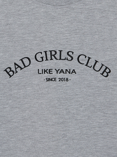 Серая укороченная футболка с вышивкой, 3