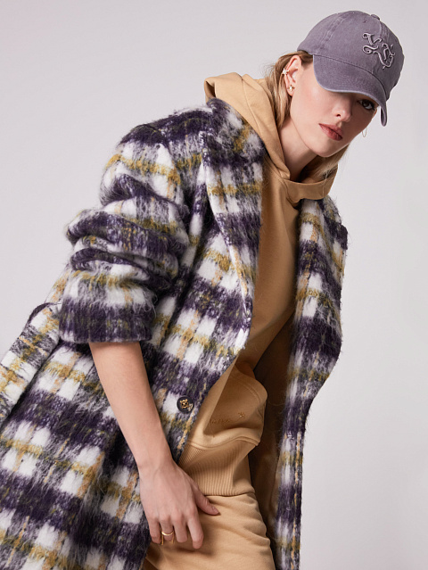 Однобортное шерстяное пальто в клетку, 6