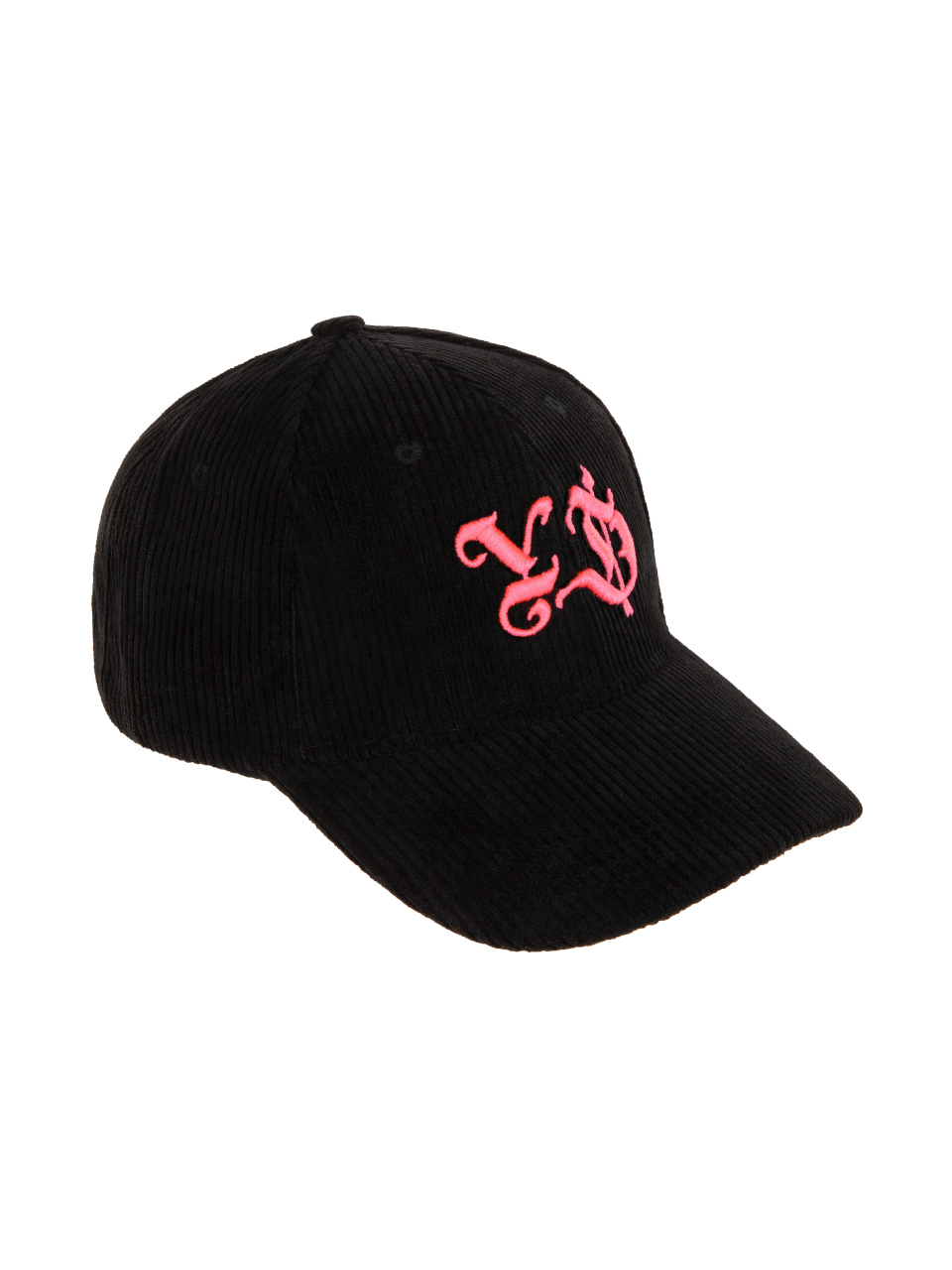 Черная кепка из вельвета с неоново-розовой вышивкой YD, 1