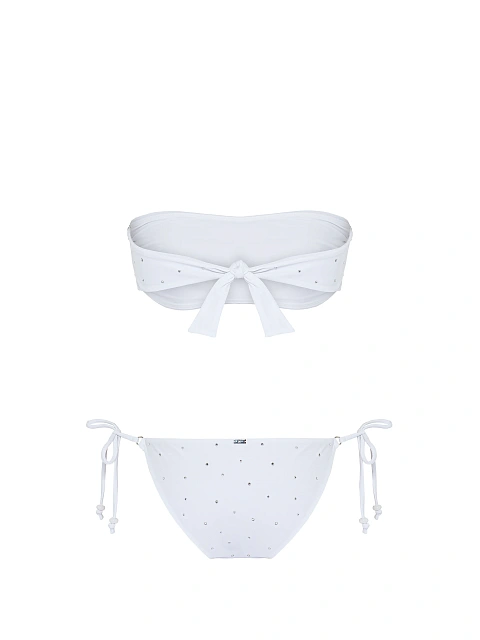 Белый раздельный купальник со стразами, 4