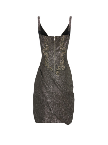 Кожаное платье с металлическим напылением и вышивкой, 2
