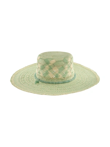 Светло-зеленая соломенная шляпа с отделкой из аквамарина, 2