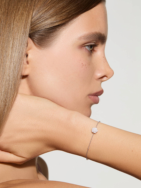 Браслет из белого золота с перламутром и горным хрусталем, 3 Браслет из белого золота с перламутром и горным хрусталем, 3