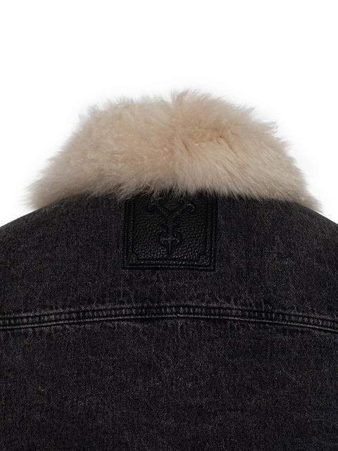 Темно-серая куртка из денима с подкладом из меха кашмирской козы, 4