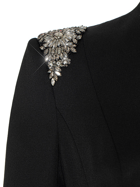 Черный костюм-двойка из шерсти с кристаллами, 5
