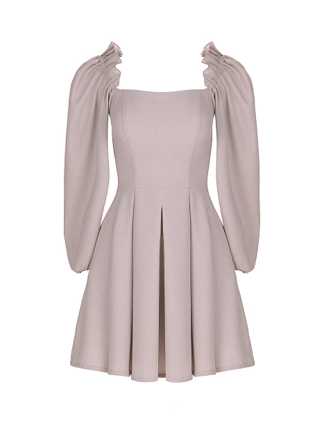 Розовое хлопковое платье с вырезом каре, 1