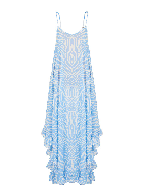 Синий сарафан из вискозы с анималистичным принтом, 1
