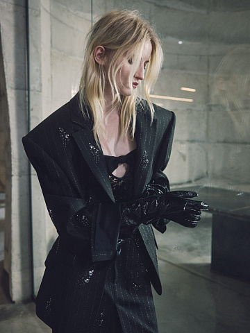 Жакет в полоску с цветочной вышивкой, 2