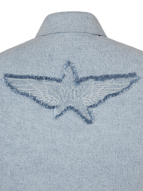 Голубая куртка из денима с подкладом из овчины, 4