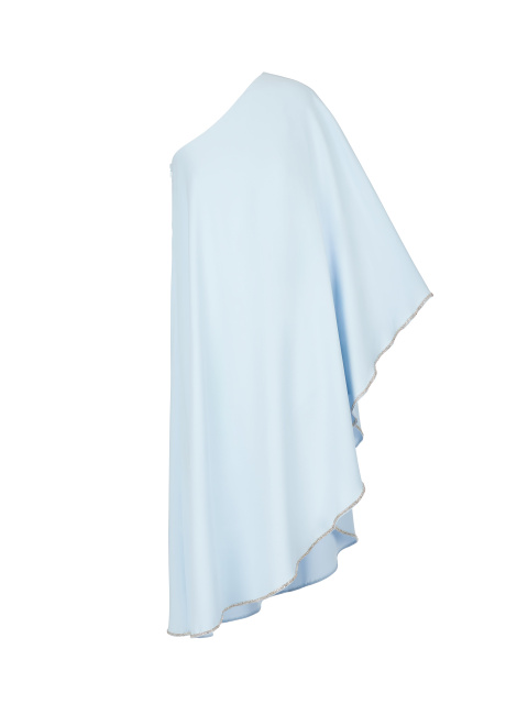 Голубое асимметричное платье-миди со стразами, 1