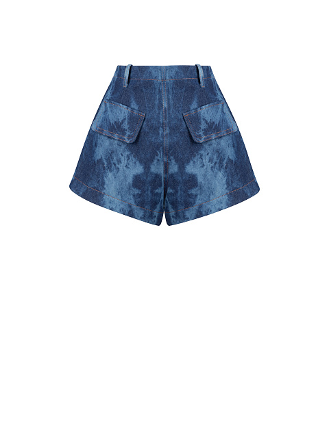 Шорты из денима с разводами в технике Tie-Dye, 2