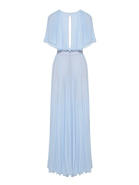 Голубое платье-макси из плиссированного шифона, 2