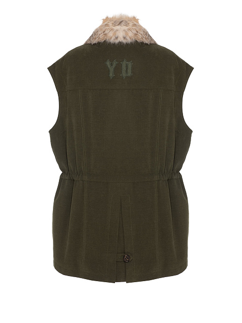 Жилет цвета хаки с мехом рыси, 2