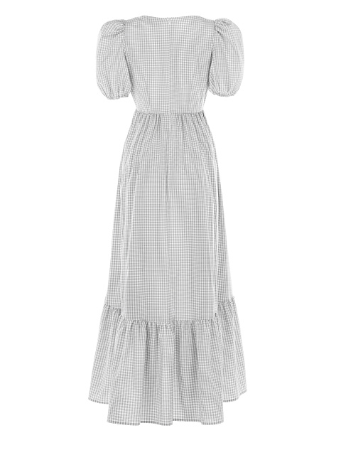 Серое хлопковое платье в клетку, 2