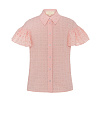 Рубашка из розового хлопка шитье с объемным коротким рукавом