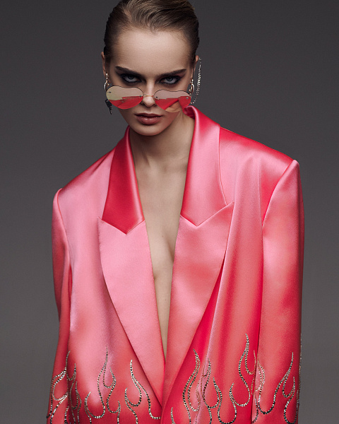 Солнцезащитные очки с розовыми зеркальными линзами в форме сердец, 4