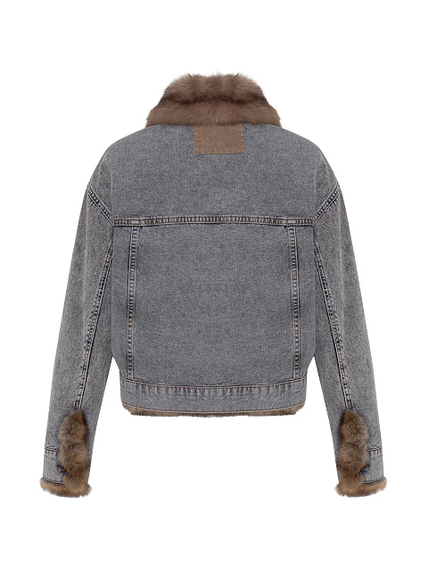 Серая джинсовая куртка с подкладом из меха соболя, 2 Серая джинсовая куртка с подкладом из меха соболя, 2