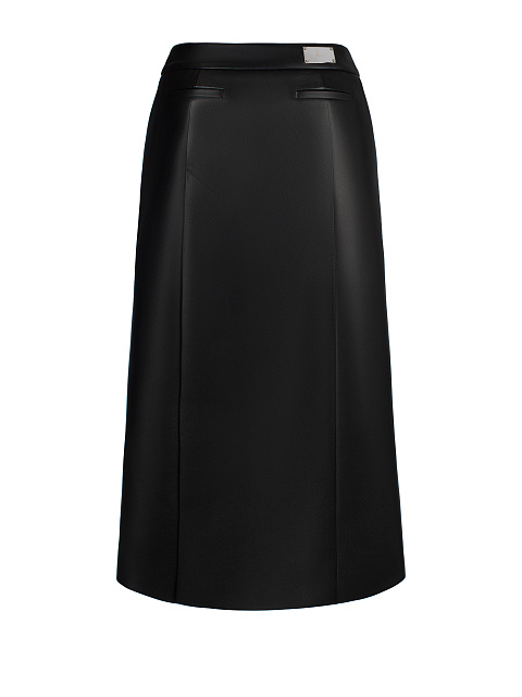 Черная кожаная юбка-миди на молнии, 3 Черная кожаная юбка-миди на молнии, 3