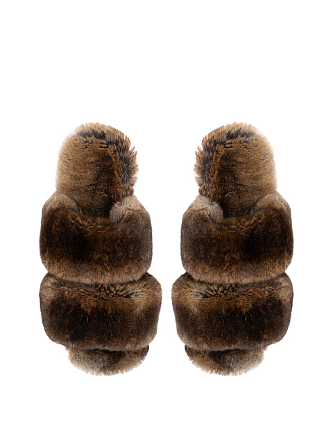 Коричневые мюли из меха кролика, 5
