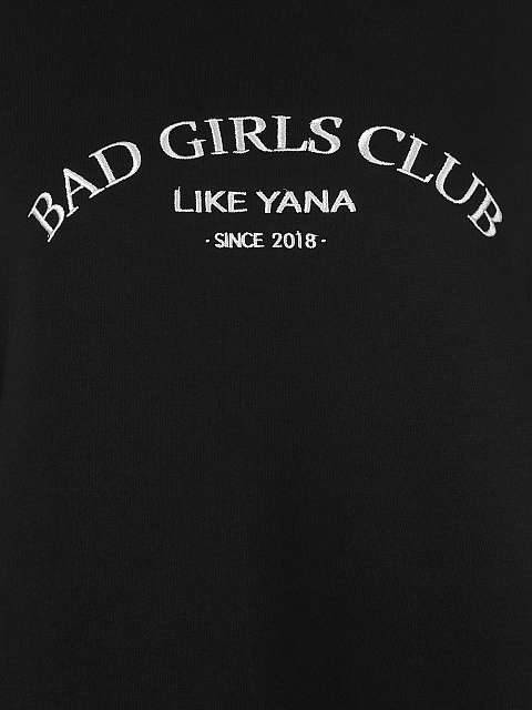 Черный свитшот Bad Girls Club с белой вышивкой, 3