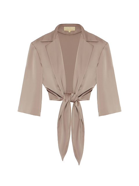 Коричневая укороченная блузка на завязках, 1