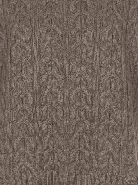 Серо-коричневый кашемировый свитер с косами, 3