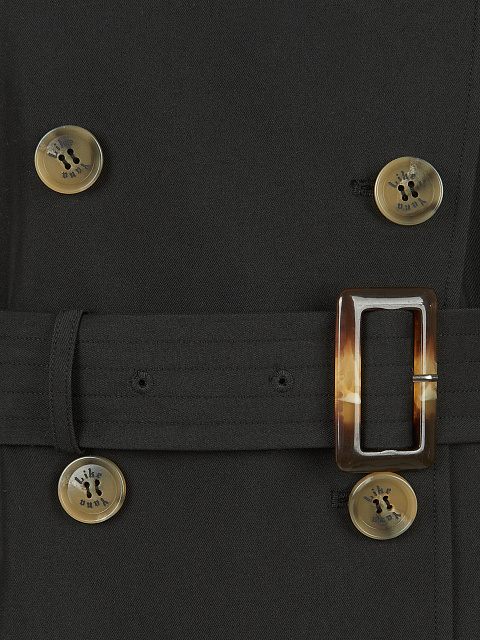 Черный двубортный тренч с поясом, 5