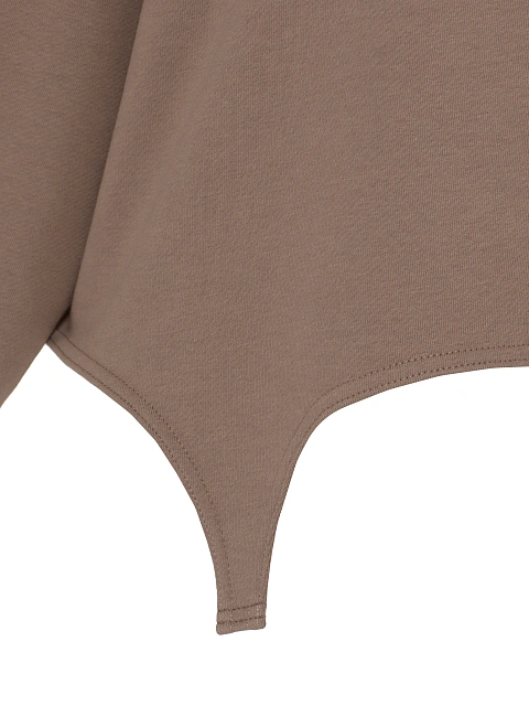 Темно-бежевый свитшот из хлопка с принтом на спине, 3 Темно-бежевый свитшот из хлопка с принтом на спине, 3