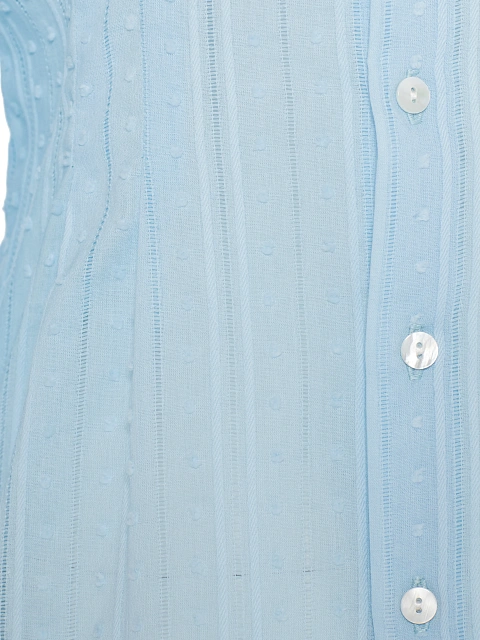 Голубая блузка из хлопка с объемными рукавами, 3