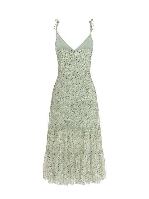 Зеленый сарафан с цветочным принтом, 2