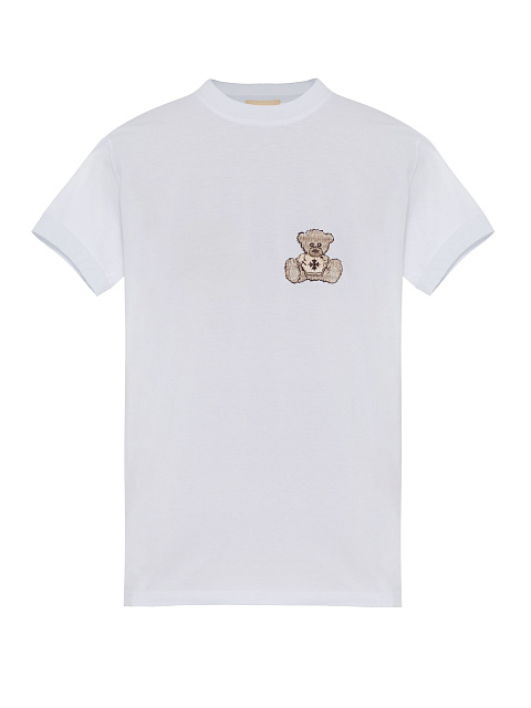 Белая футболка из хлопка с вышивкой, 1