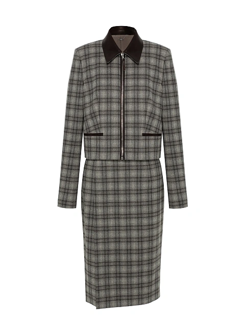 Серый костюм-тройка из шерсти в клетку, 3 Серый костюм-тройка из шерсти в клетку, 3