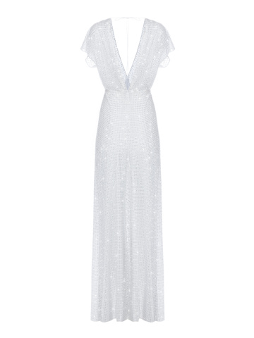 Белое платье-макси со стразами, 2