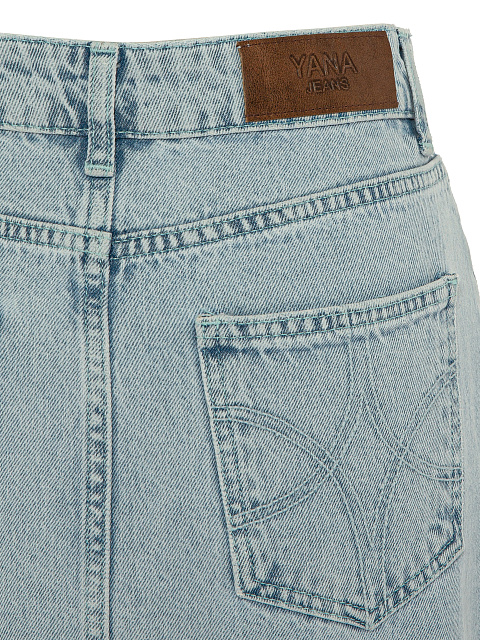 Голубая юбка-макси из денима с разрезом, 5