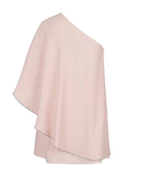 Розовое асимметричное платье-мини со стразами, 2