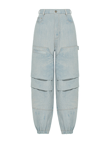 Голубые вареные джинсы с манжетами, 1