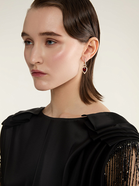 Серьги из желтого золота с цирконом и бриллиантами, 2 Серьги из желтого золота с цирконом и бриллиантами, 2