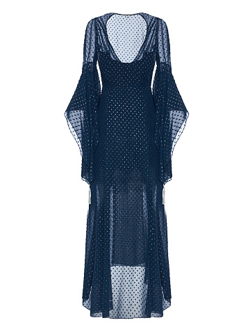 Синиее платье из шифона с люрексом, 2