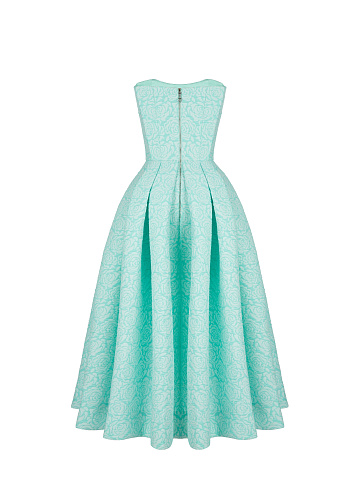 Бирюзовое платье-миди из жаккарда, 2