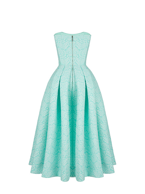 Бирюзовое платье-миди из жаккарда, 2