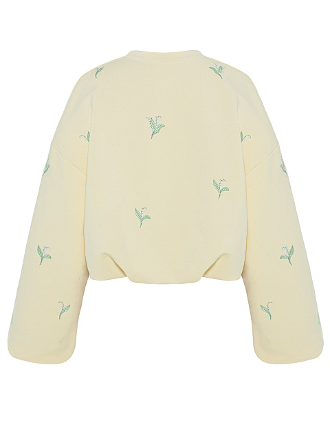 Светло-желтый укороченный свитшот с ландышами, 2