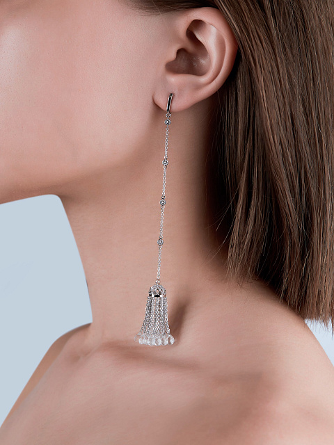 Серьги-кисти из белого золота с топазами и горным хрусталем, 2 Серьги-кисти из белого золота с топазами и горным хрусталем, 2