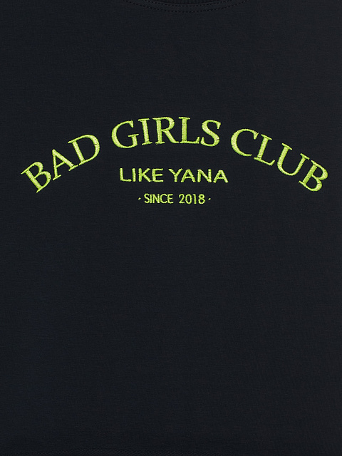 Черно-серый трикотажный костюм Bad Girls Club с салатовой вышивкой, 5