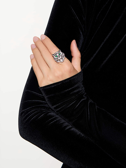 Кольцо из белого золота с бриллиантами и изумрудами, 3