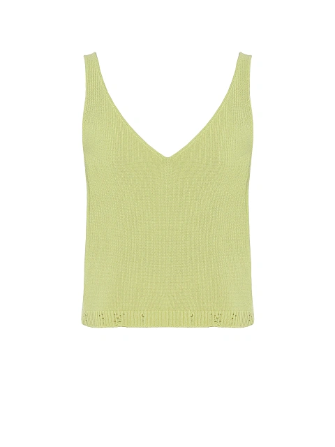 Салатовый вязаный комплект из кардигана, топа и брюк, 4