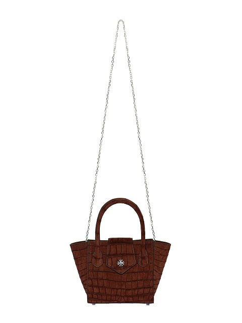 Коричневая сумка из кожи крокодила с серебром, 4