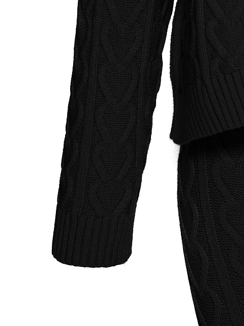 Черный вязаный комплект из пуловера и брюк, 4