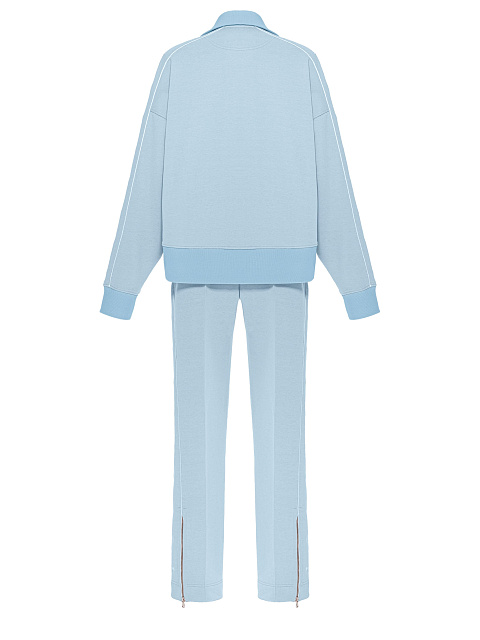 Голубой костюм с укороченной толстовкой и вышивкой в виде васильков, 2 Голубой костюм с укороченной толстовкой и вышивкой в виде васильков, 2
