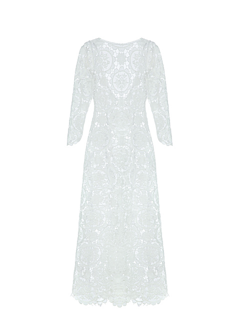 Белое платье-миди из кружева с открытой спиной, 1