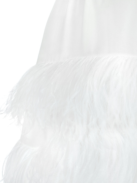 Белое шифоновое платье с отделкой из перьев, 4